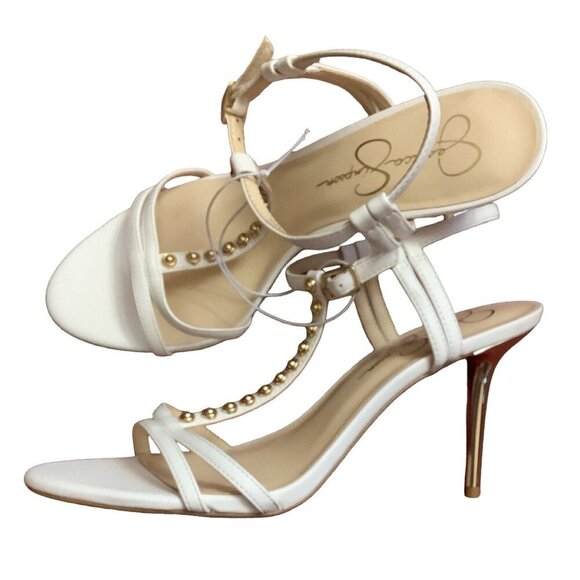 Jessica Simpson Shoes - Jessica Simpson Size 10 Nrova3 White & Gold Strappy Heel Sandal. New No Tags